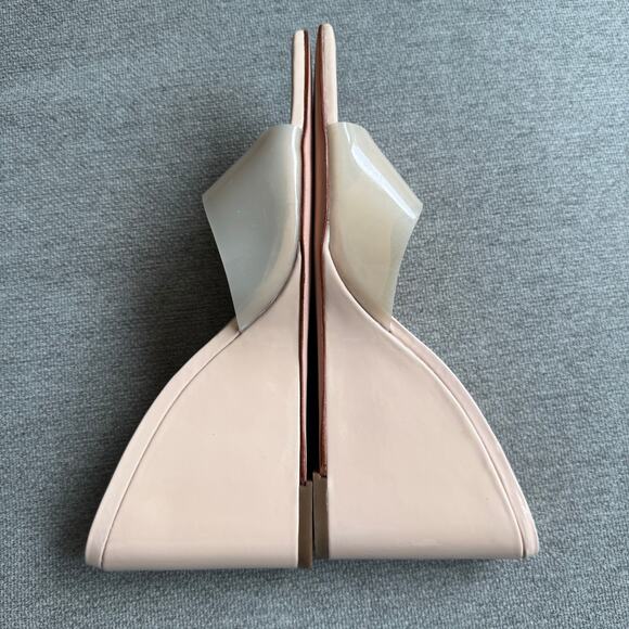 BLACK SUEDE STUDIO Paloma Wedge Sandal Cream Transparent Upper Sz 9.5 - Picture 7 of 13